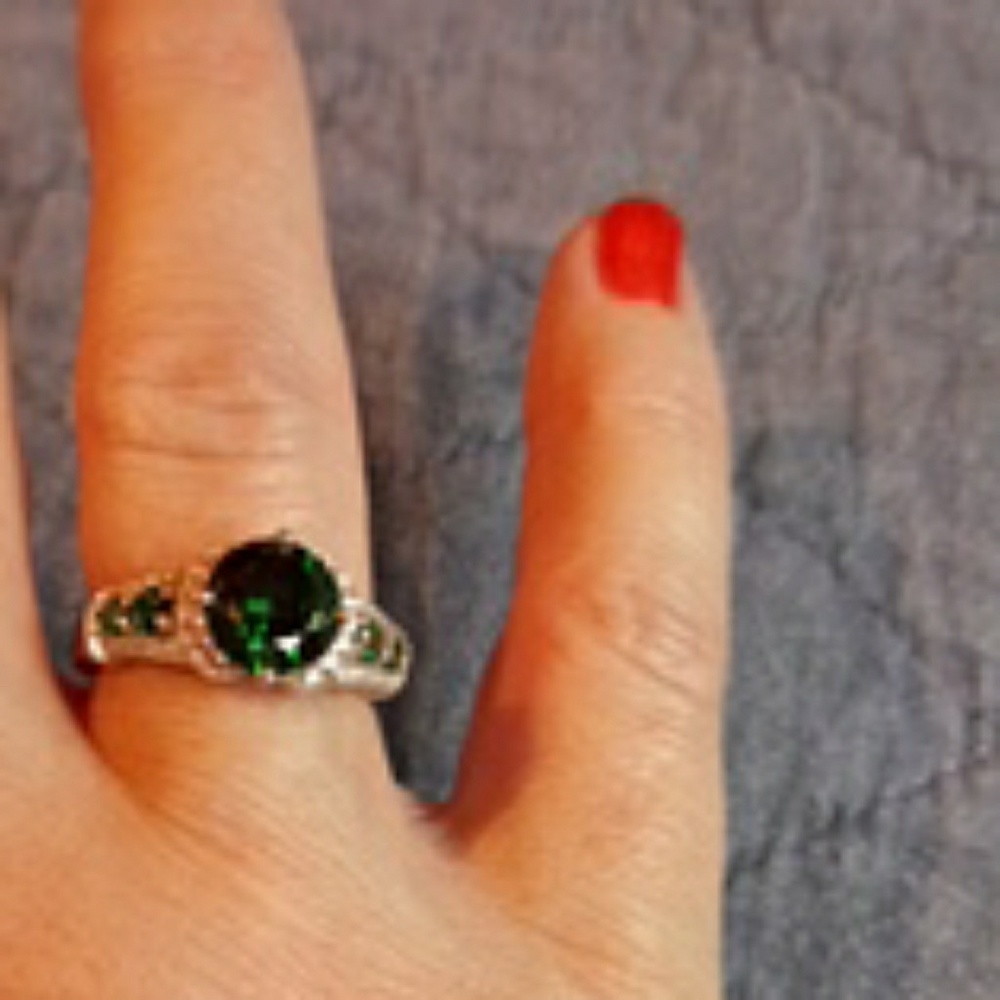 Sterling & Chrome Diopside Ring